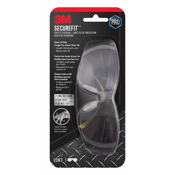 Scotch 3M SecureFit Anti-Fog Safety Glasses Mirror Lens Black/Green Frame 1 pc SF400M-WV-6 - main